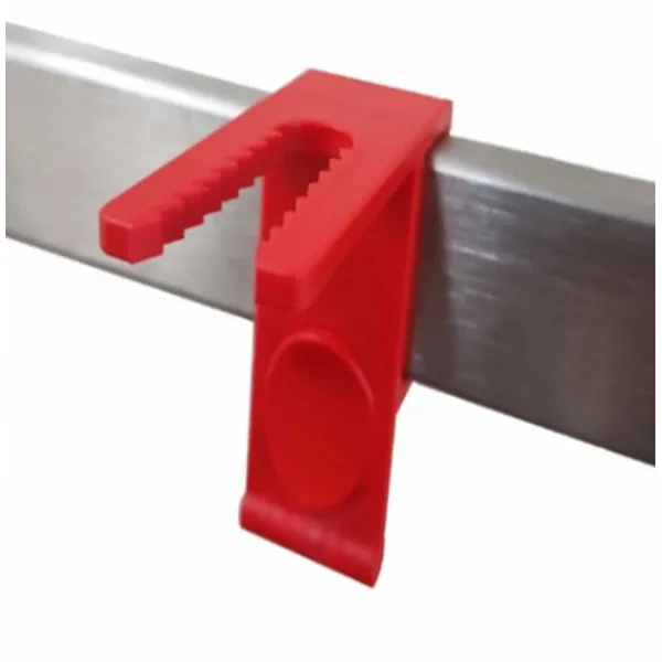 Slangeholder i rød plast, for Euroskinne 10x25mm. Min best 40 st