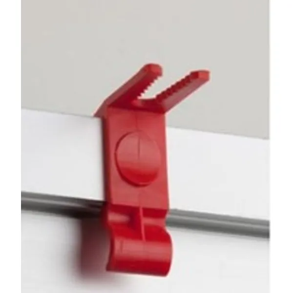 Slangeholder i rød plast, for Uniskinne 10x30mm. Min. best 40 st