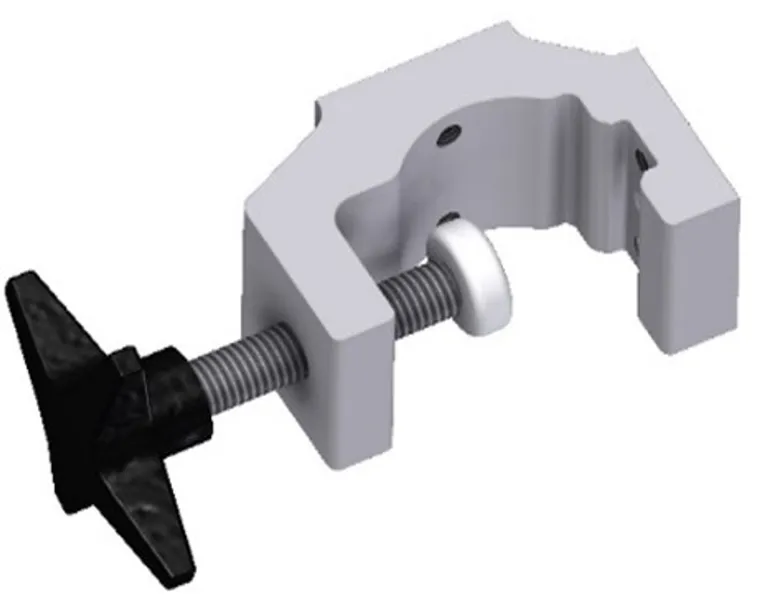 Multiklo med 2 x 6mm Ø skruehull, passer til rør på 16-41mm. Ø. 